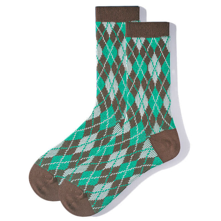 Calcetines de algodón cómodos con estampado de cuadros novedosos