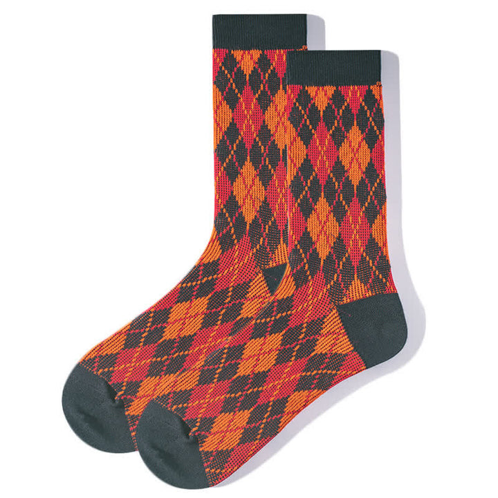 Calcetines de algodón cómodos con estampado de cuadros novedosos