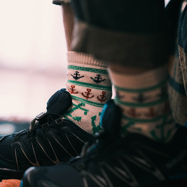 Calcetines de algodón con estampado de ancla y sabor náutico