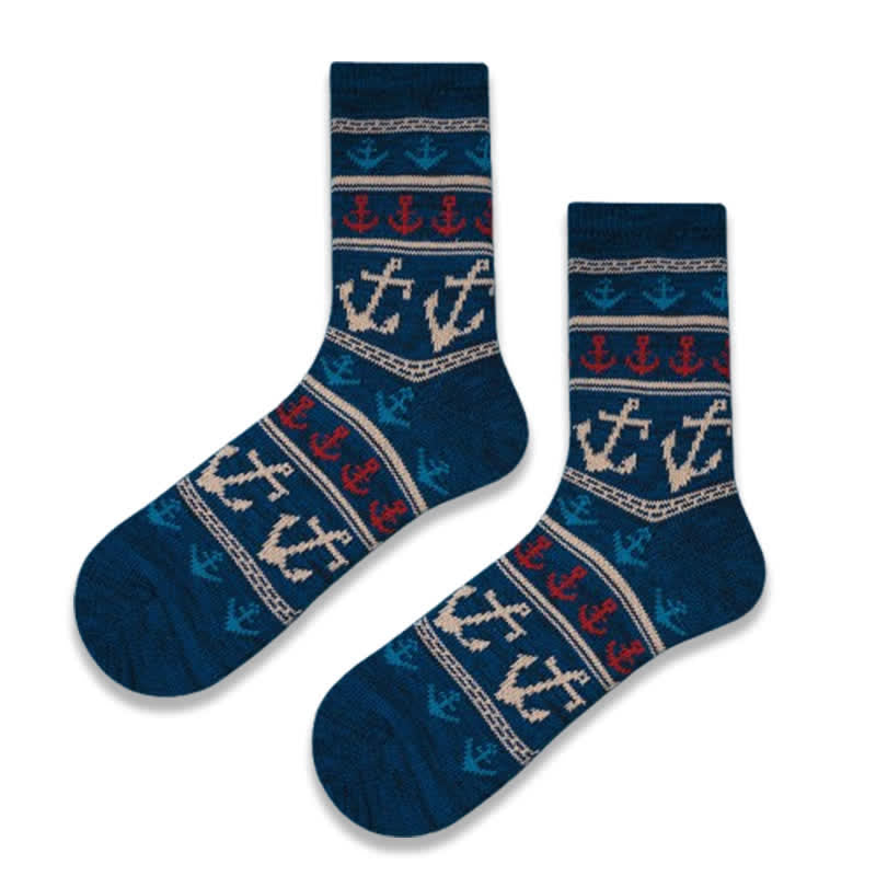 Calcetines de algodón con estampado de ancla y sabor náutico