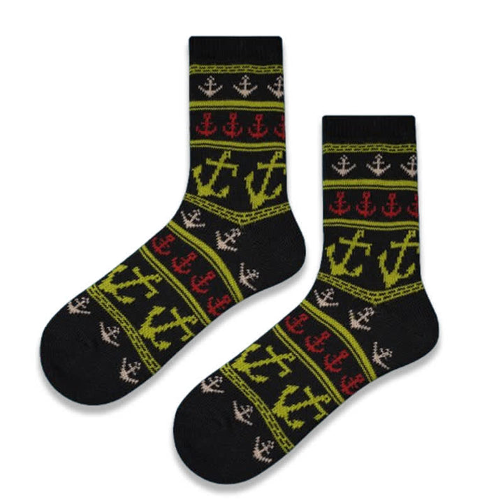 Calcetines de algodón con estampado de ancla y sabor náutico