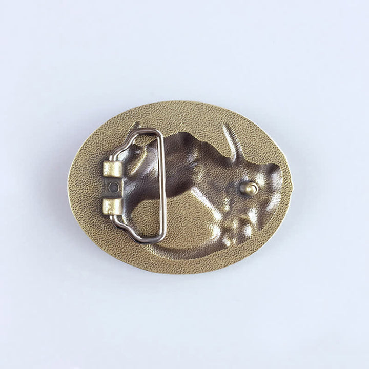 Cinturón de cuero con hebilla de herradura de bronce para hombre hecho a mano