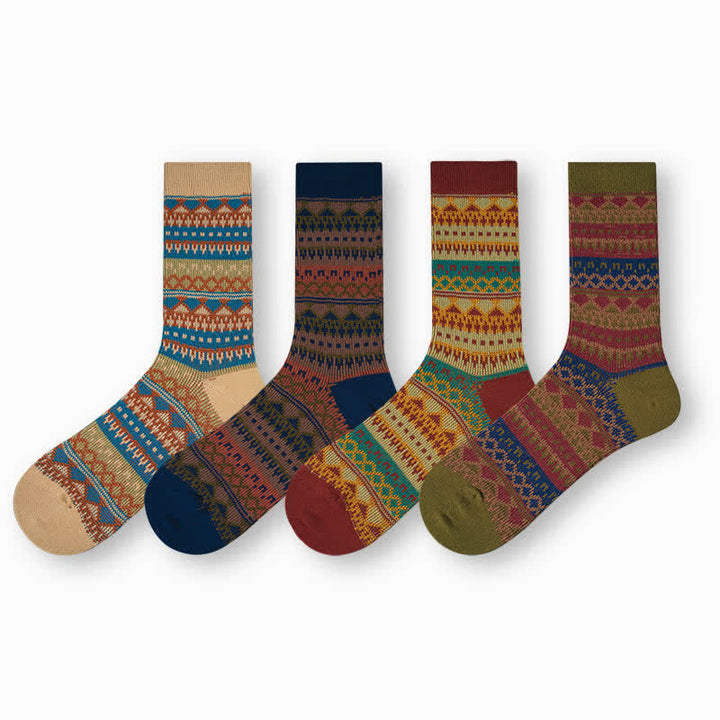 Calcetines de algodón con estampado étnico tribal colorido