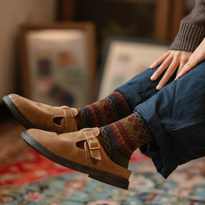 Calcetines de algodón con estampado étnico tribal colorido