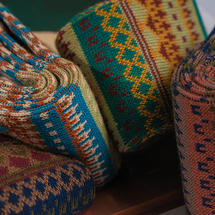 Calcetines de algodón con estampado étnico tribal colorido