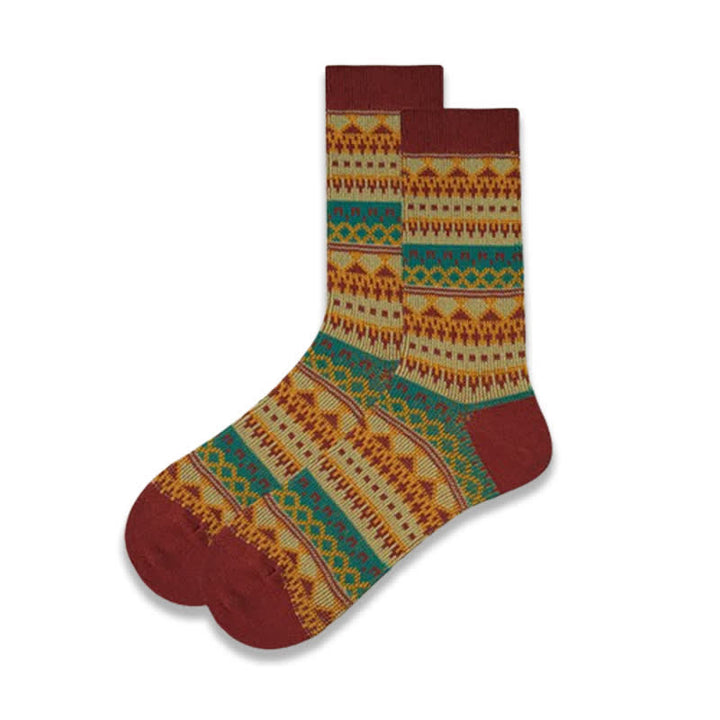 Calcetines de algodón con estampado étnico tribal colorido
