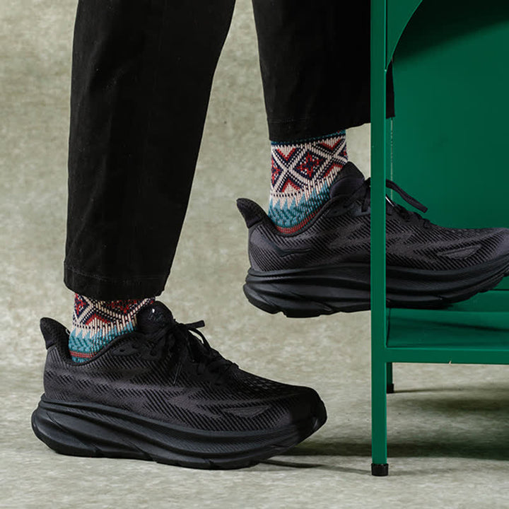 Calcetines casuales de algodón de punto con diseño geométrico y colorido