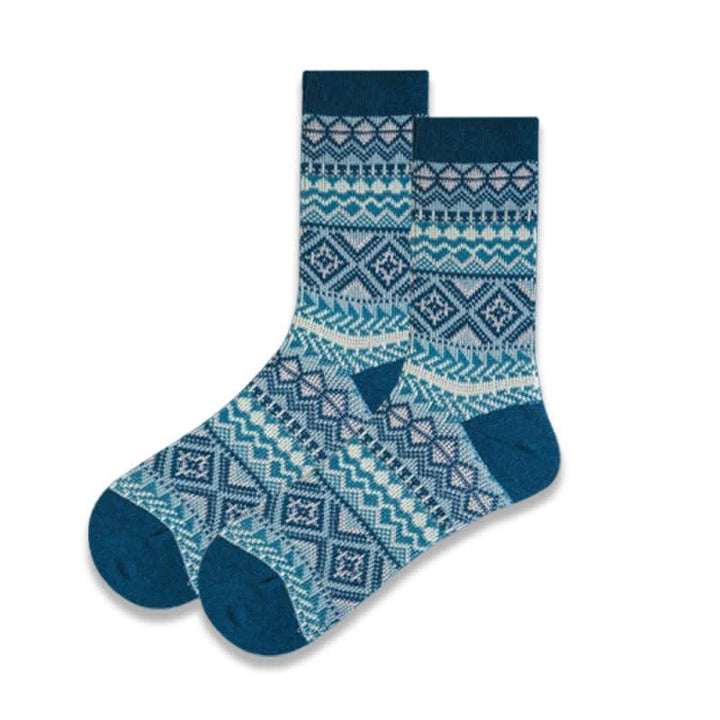 Calcetines casuales de algodón de punto con diseño geométrico y colorido
