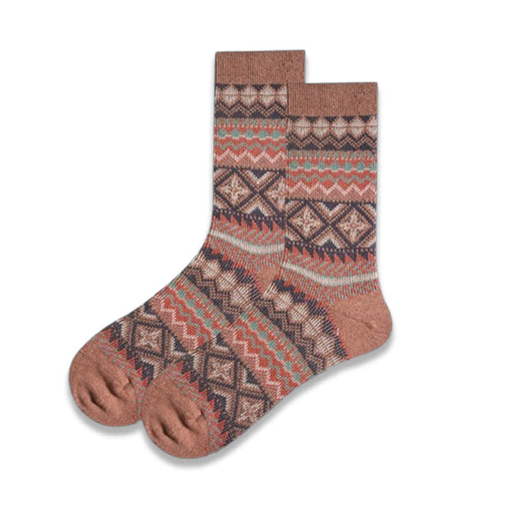 Calcetines casuales de algodón de punto con diseño geométrico y colorido