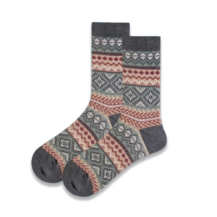 Calcetines casuales de algodón de punto con diseño geométrico y colorido