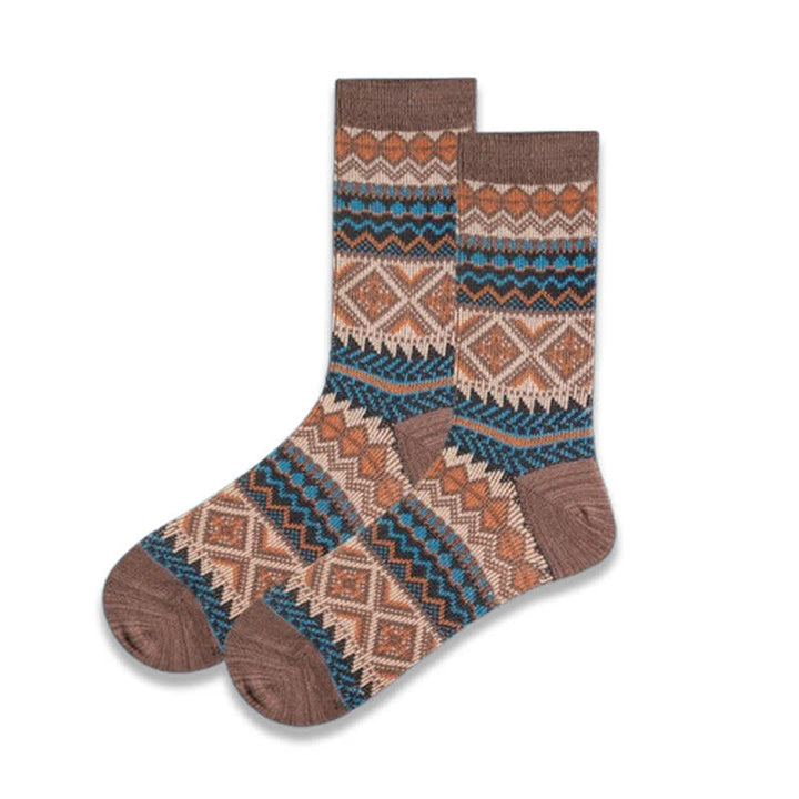 Calcetines casuales de algodón de punto con diseño geométrico y colorido