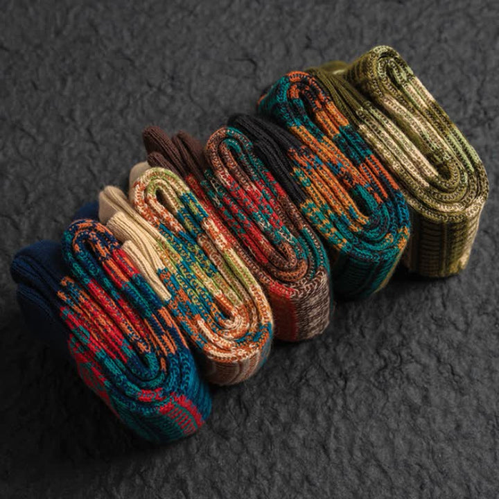 Calcetines de algodón estilo étnico retro con colores vibrantes
