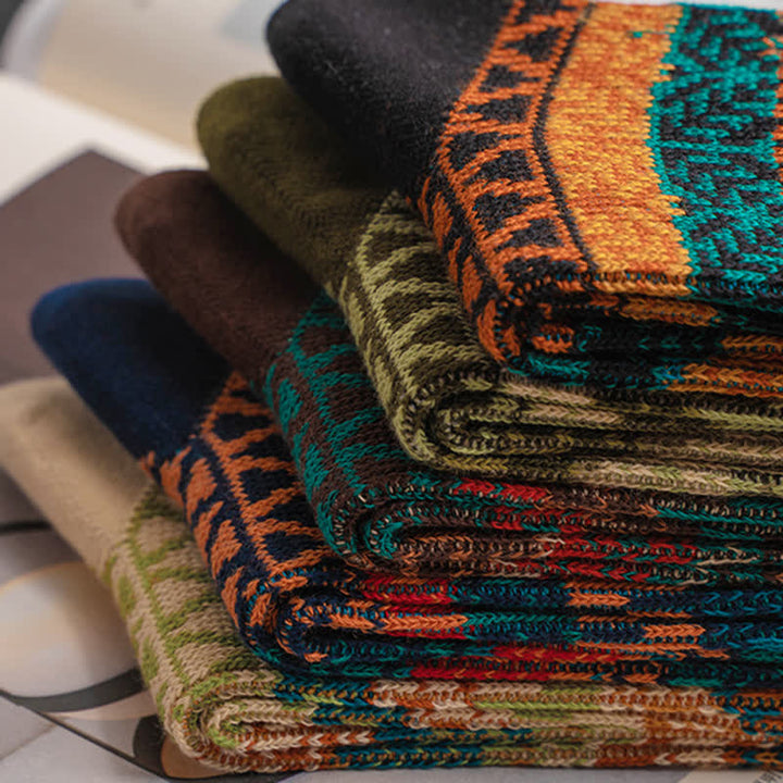 Calcetines de algodón estilo étnico retro con colores vibrantes