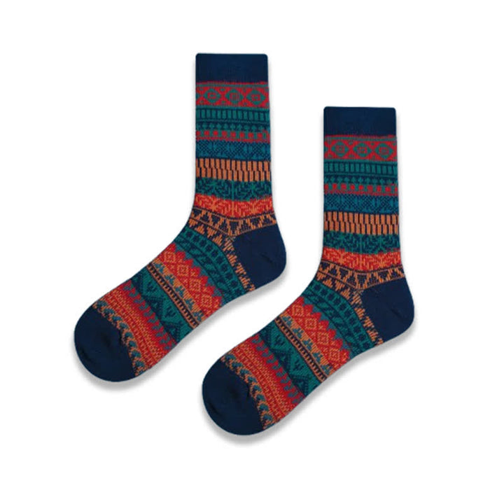 Calcetines de algodón estilo étnico retro con colores vibrantes