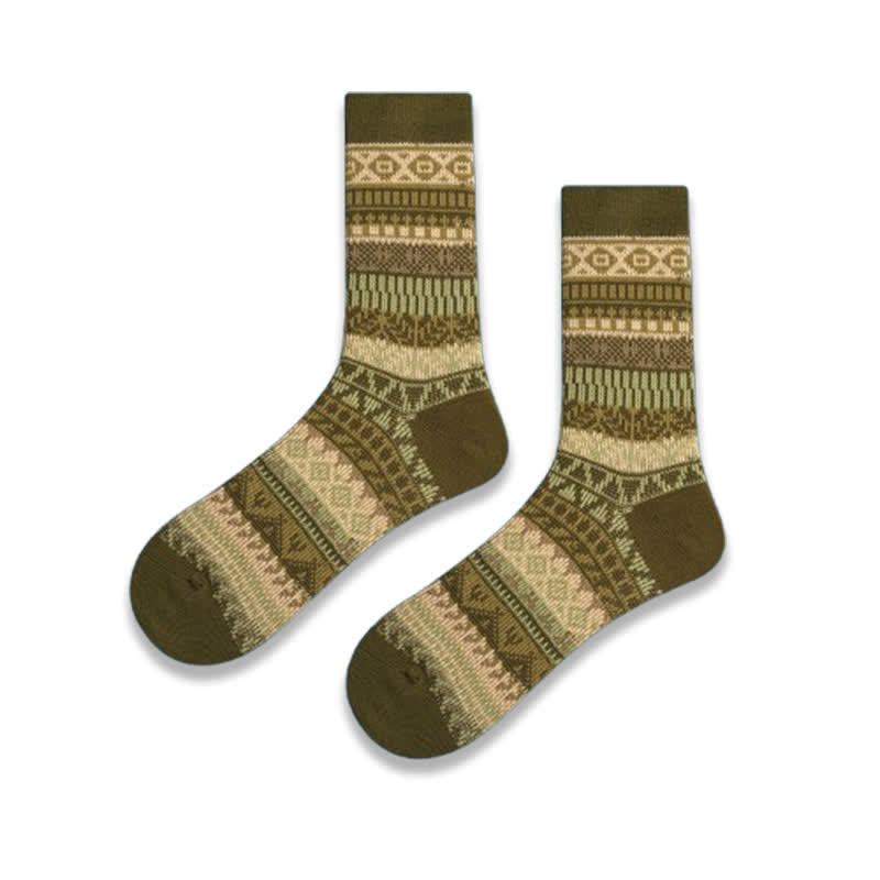 Calcetines de algodón estilo étnico retro con colores vibrantes