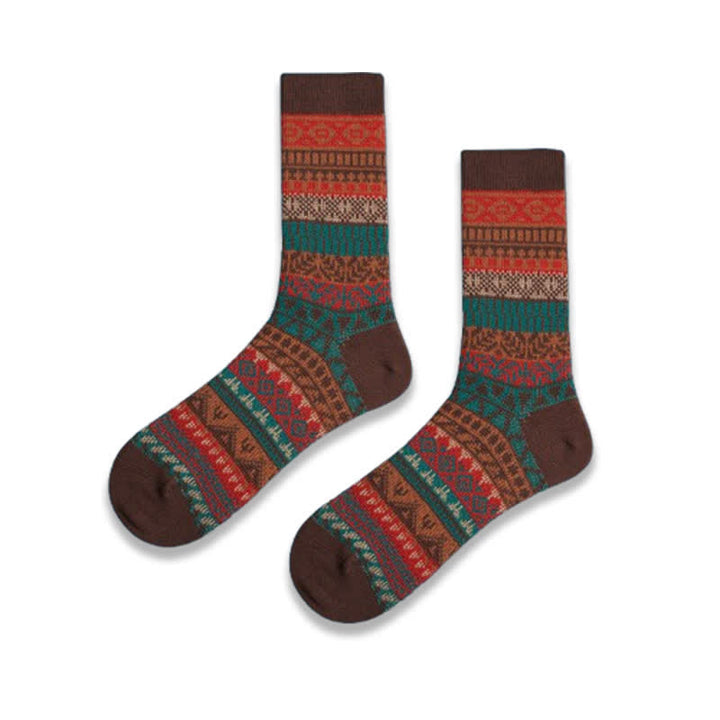 Calcetines de algodón estilo étnico retro con colores vibrantes