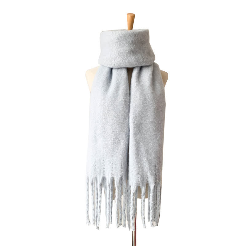 Bufanda unisex cálida de color puro con borlas gruesas