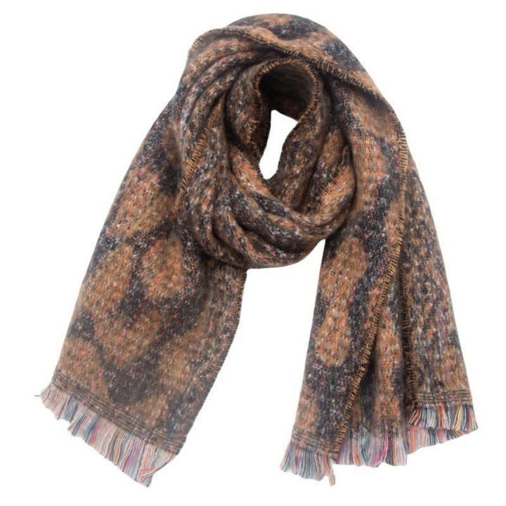Bonita bufanda unisex con estampado de leopardo y flecos cortos