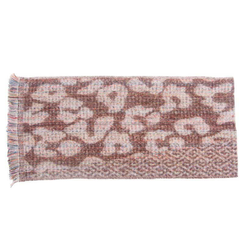 Bonita bufanda unisex con estampado de leopardo y flecos cortos