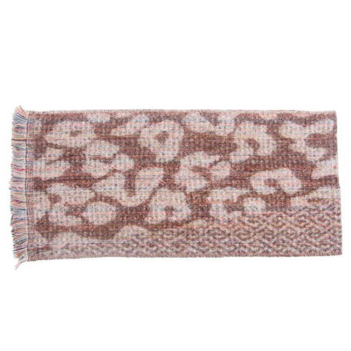 Bonita bufanda unisex con estampado de leopardo y flecos cortos