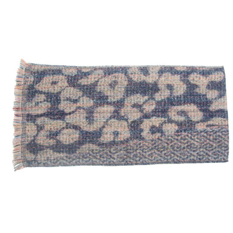 Bonita bufanda unisex con estampado de leopardo y flecos cortos