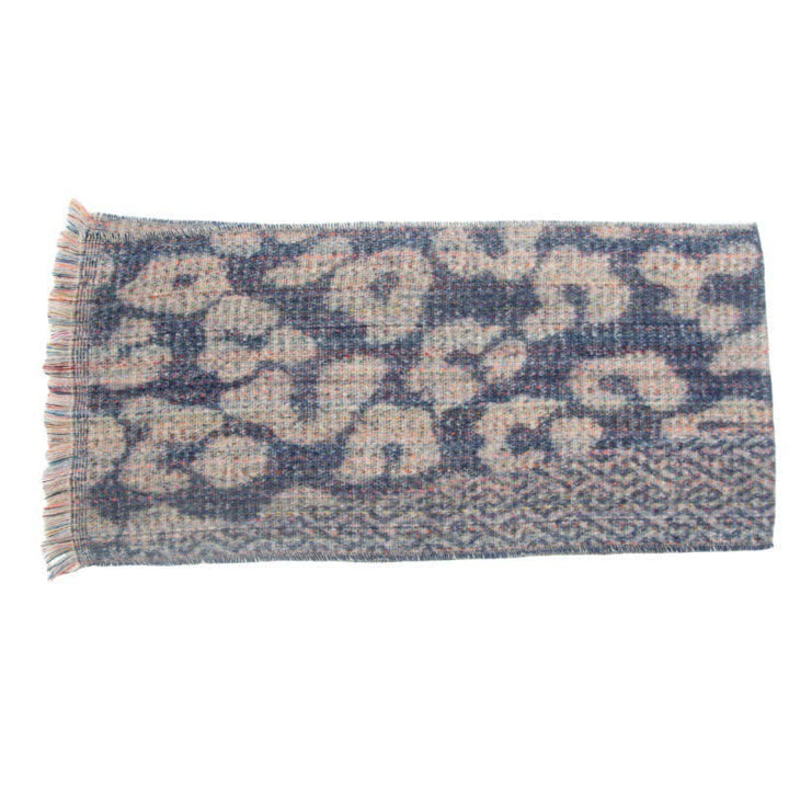 Bonita bufanda unisex con estampado de leopardo y flecos cortos