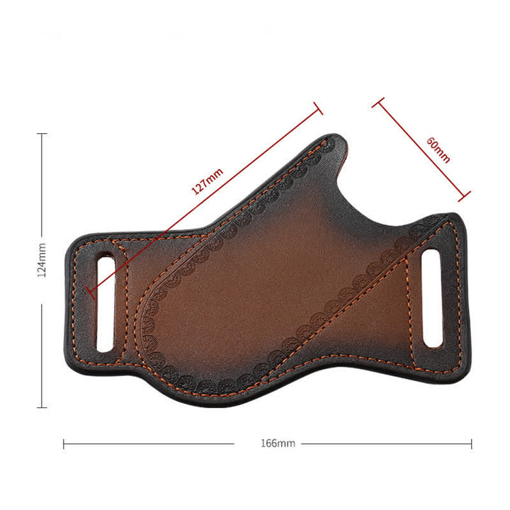 Bolsa de cuero para cinturón con funda para cuchillo plegable y portaherramientas marrón