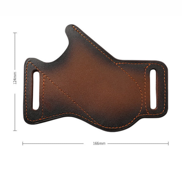 Bolsa de cuero para cinturón con funda para cuchillo plegable y portaherramientas marrón