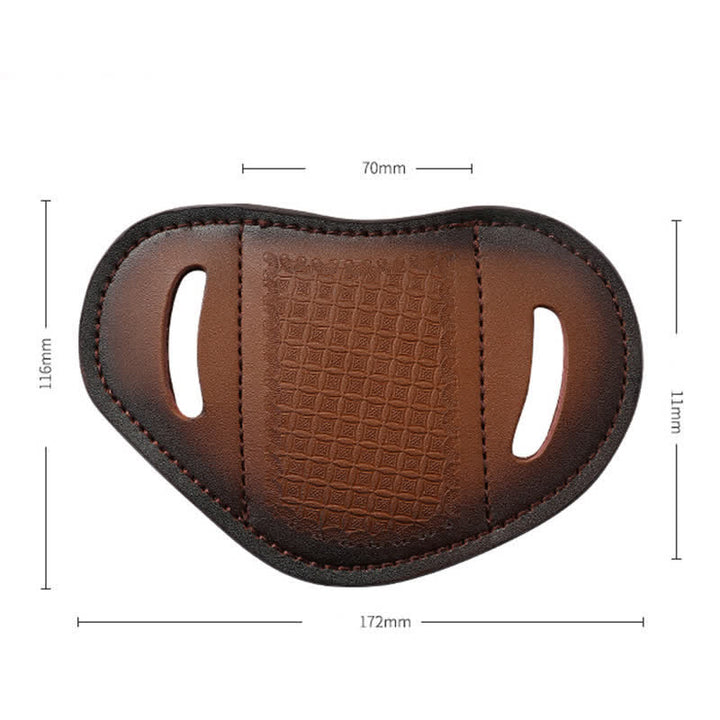Funda de cuero para cinturón con diseño de tejido en relieve para cuchillo plegable.