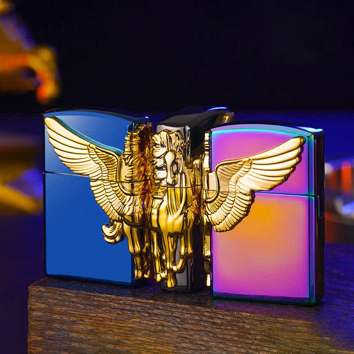 Encendedor de butano recargable Pegasus con relieve 3D de tres lados