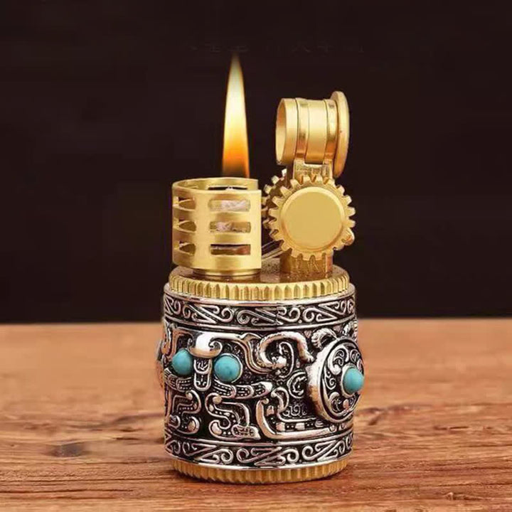 Encendedor de queroseno recargable, pequeño y creativo, redondo