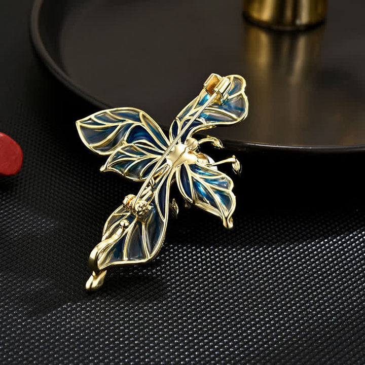 Broche de lujo con decoración de perlas de iris azul para mujer