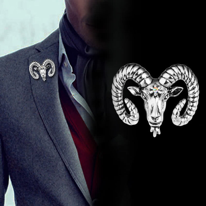Broche con forma de cabeza de carnero para hombre