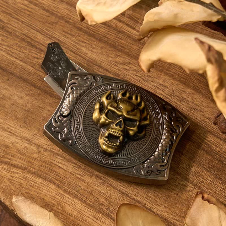 Conjunto de colgante de toro de cuernos largos con hebilla de cuchillo oculto de Western Gadget DIY