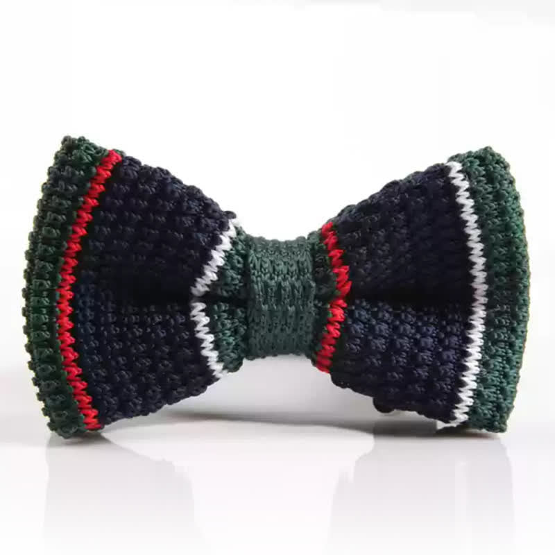 Pajarita de punto a rayas de tres colores para hombre