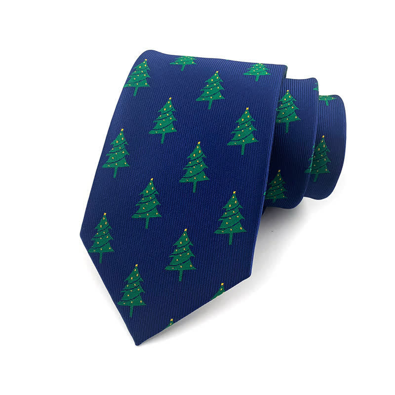 Corbata de hombre con diseño festivo de árboles de Navidad verdes