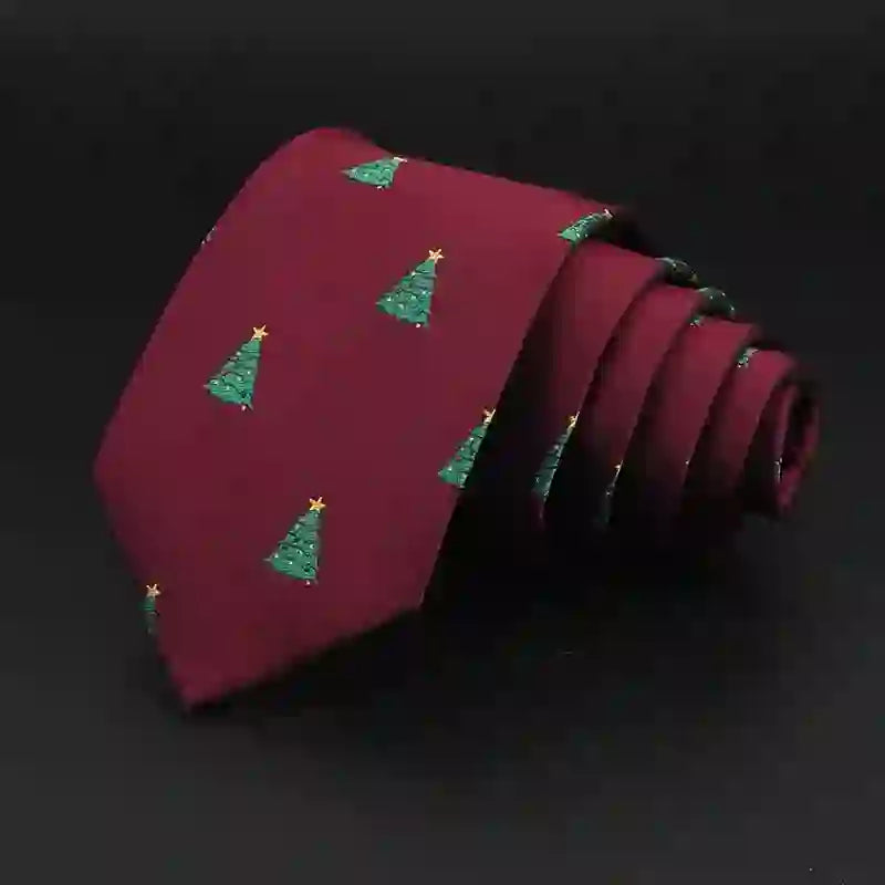Corbata de hombre con diseño festivo de árboles de Navidad verdes