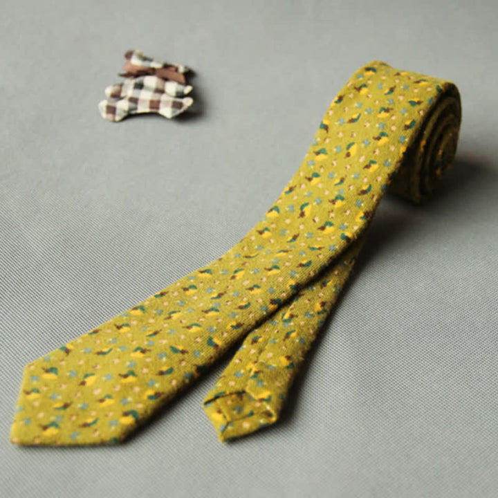 Corbata casual de algodón con estampado floral fresco y bonito para hombre