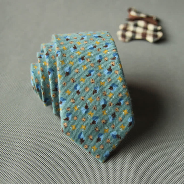 Corbata casual de algodón con estampado floral fresco y bonito para hombre