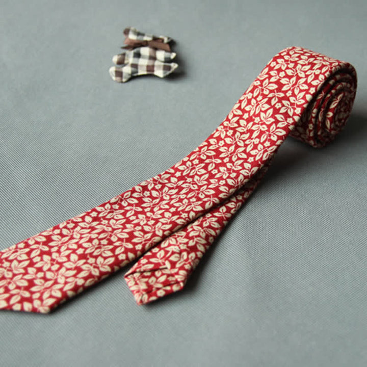Corbata casual de algodón con estampado floral fresco y bonito para hombre
