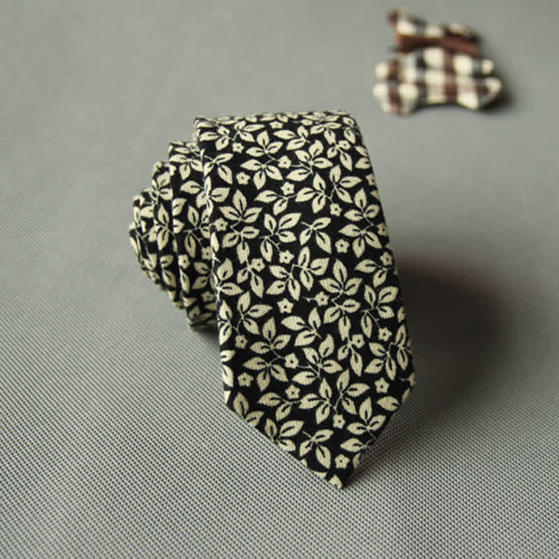 Corbata casual de algodón con estampado floral fresco y bonito para hombre