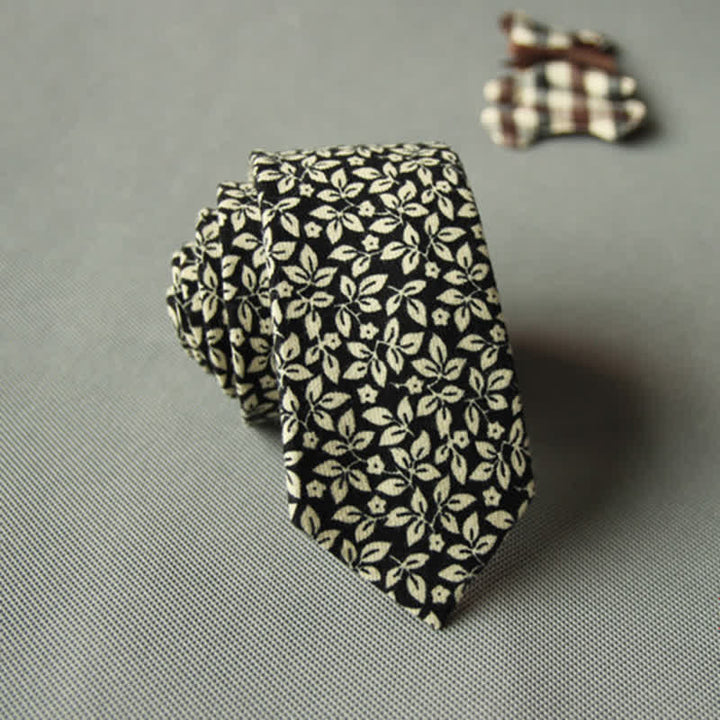 Corbata casual de algodón con estampado floral fresco y bonito para hombre