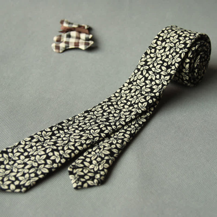 Corbata casual de algodón con estampado floral fresco y bonito para hombre