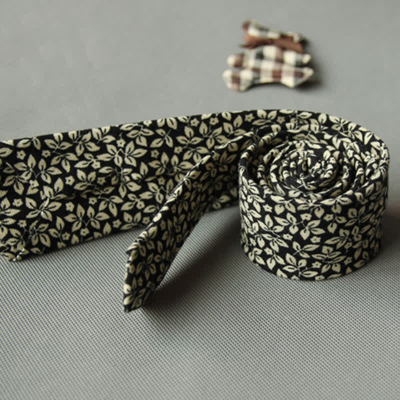 Corbata casual de algodón con estampado floral fresco y bonito para hombre