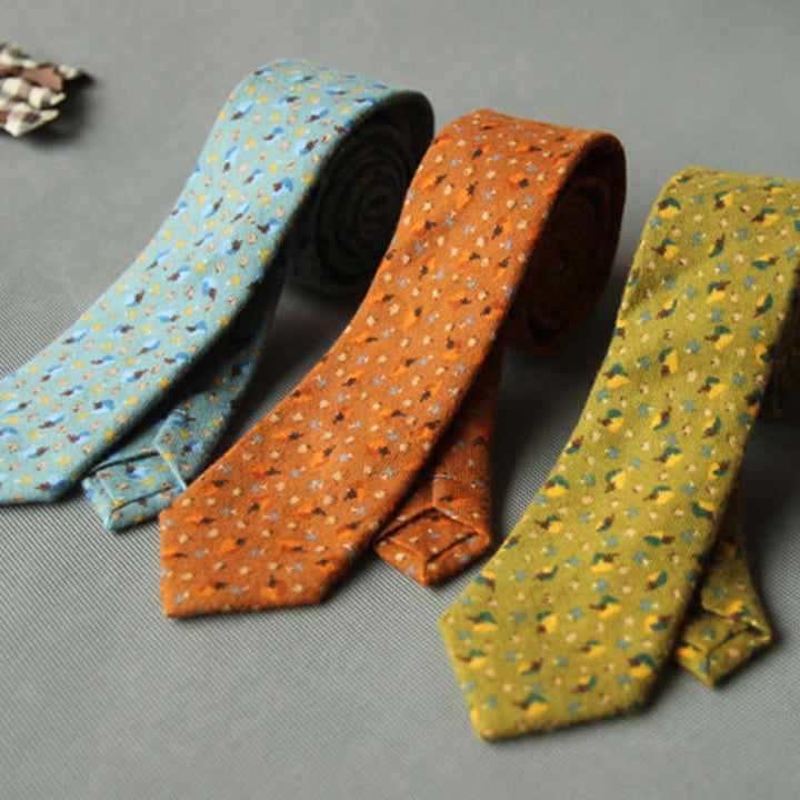 Corbata casual de algodón con estampado floral fresco y bonito para hombre