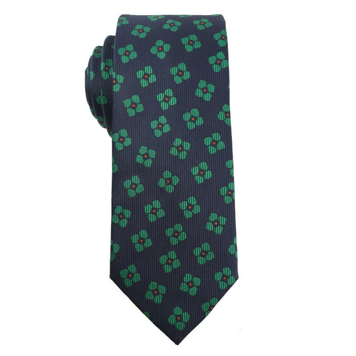 Corbata de cuadros florales de la serie verde oscuro para hombre