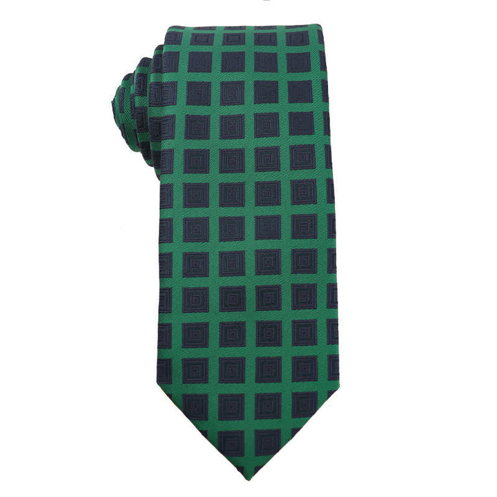 Corbata de cuadros florales de la serie verde oscuro para hombre