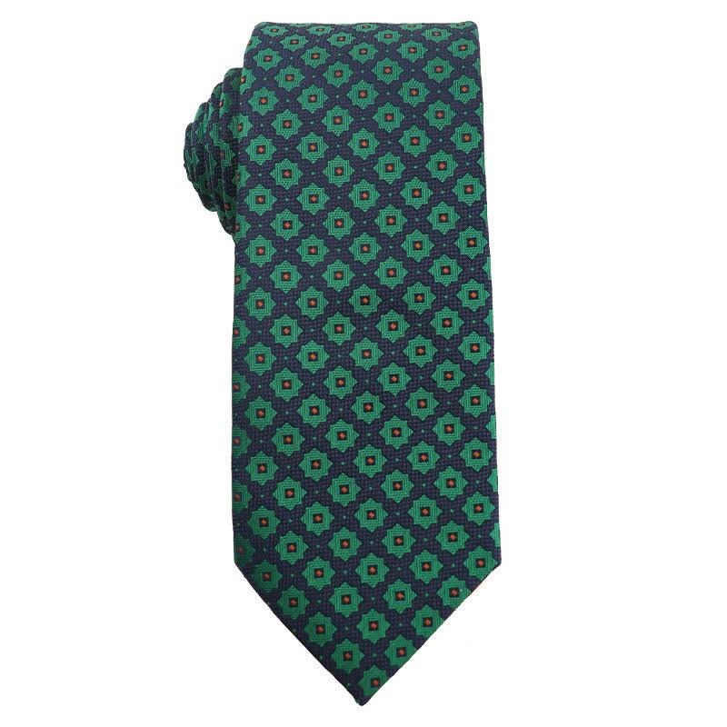 Corbata de cuadros florales de la serie verde oscuro para hombre