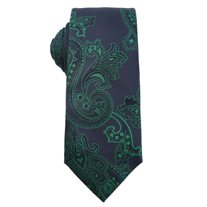 Corbata de cuadros florales de la serie verde oscuro para hombre