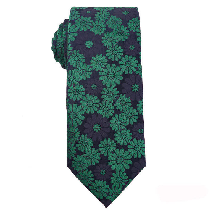 Corbata de cuadros florales de la serie verde oscuro para hombre